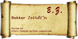 Bekker Zoltán névjegykártya